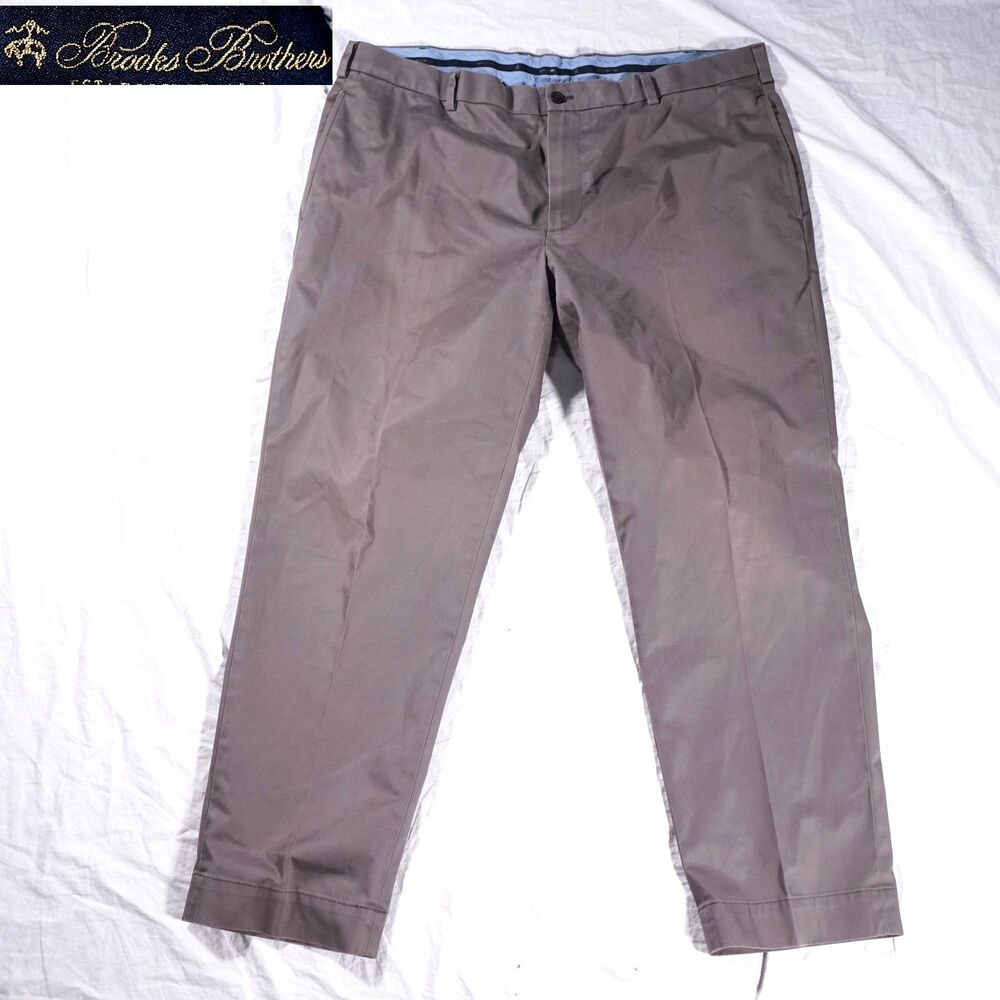 Brooks Brothers Lightweight Advantage Chino Stretch Clark Fit Gray Mens 42x30